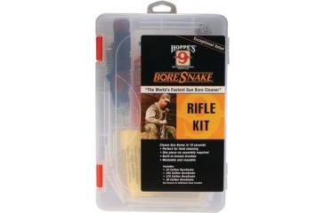 Image of Hoppes Boresnake Rifle Kit Clear w/Orange Tabs Plastic, Box BSRI