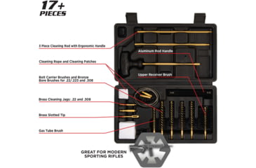 Image of Krome Modern Sporting Rifle Cleaning Kit, .22/ .223/.30/.308 Caliber, 17-Pieces, Black, 5.5 in x 9.5 in, 70605
