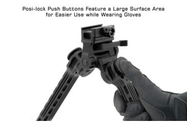 Image of Leapers UTG Big Bore Full Stability Bipod, 9 in-14 in Center Height, Black, TL-BPFS01-A