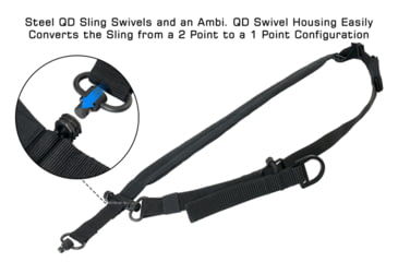 Image of Leapers UTG BOLLA 2 to 1 Point QD Conversion Sling, 42-58in, Black, PVC-GB508B