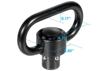 Image of Leapers UTG Heavy Duty Push Button QD Sling Swivel, 1.38in Loop, Black, TL-QDSW18
