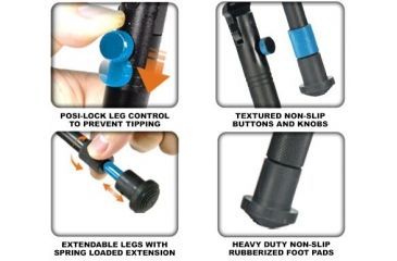 Image of Leapers UTG New Gen Reinforced Clamp-on Bipod, Center Height 6.2-6.7in, _x000D_ TL-BP18S-A