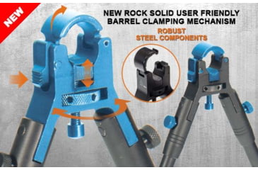 Image of Leapers UTG New Gen Reinforced Clamp-on Bipod, 8.7in-10.2in Center Height, Black, TL-BP08S-A