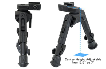 Image of Leapers UTG Recon 360 TL Bipod, 5.5in-7.0in Center Height, Picatinny, Black, TL-BP02-A