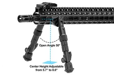 Image of Leapers UTG Recon Flex KeyMod Bipod, Matte Black, Cent. Ht. 5.7-8, Matte Black TL-BPDK01