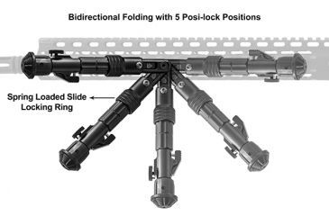 Image of Leapers UTG Recon Flex KeyMod Bipod, Matte Black, Cent. Ht. 5.7-8, Matte Black TL-BPDK01