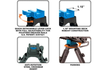 Image of Leapers UTG Shooters QD Bipod, 8.7in-10.6in Center Height, Black, TL-BP69SQ