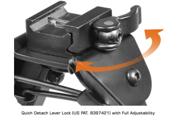 Image of Leapers UTG Super Duty Bipod, Quick Detach, 6.0in- 8.5in Center Height, Black, TL-BP98Q