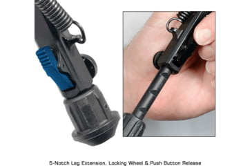 Image of Leapers UTG Super Duty Bipod, Quick Detach, 6.0in- 8.5in Center Height, Black, TL-BP98Q