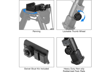 Image of Leapers UTG Tactical OP Bipod, Quick Detach, 8.0-12.4in Center Height, Black, TL-BP88Q