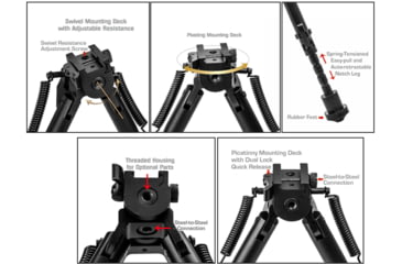 Image of Lion Gears Scout-Pod Tactical Spring-Lock Folding Bi-pods, 10in - 13in, LG-SP-SL11