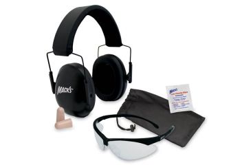 Image of Macks Double Up Safety Kit, Black Earmuffs, Clear Safety Glasses MK4461