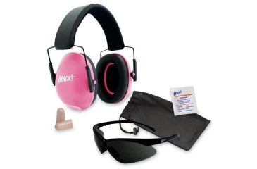 Image of Macks Double Up Safety Kit, Pink Earmuffs, Smoke Safety Glasses MK4463