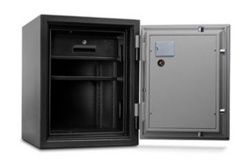 Image of Mesa Safes UL Classified Fire Safe,1.5 cu ft,13.625x13.125x12.25in,Electronic Lock,Two-Tone Black/Grey MF60E