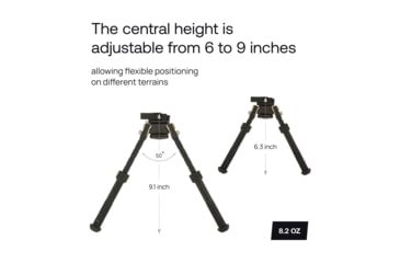 Image of MIGHTY TACTICAL BP-02 Bipod, 6.3-9.1in Height Range, Black, MT-BP-02