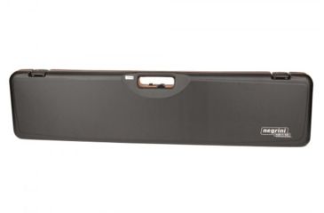 Image of Negrini Compact Scoped Bolt Action Rifle Case, Black/Cognac Leather/Brown, L 45.5in x W 10.875in x D 3.25in 1619LUNGA/5517