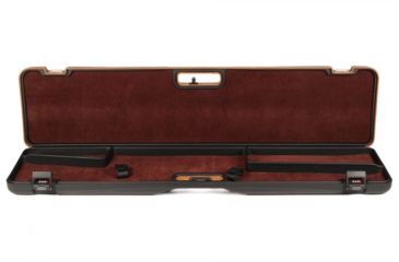 Image of Negrini Compact Scoped Bolt Action Rifle Case, Black/Cognac Leather/Brown, L 45.5in x W 10.875in x D 3.25in 1619LUNGA/5517