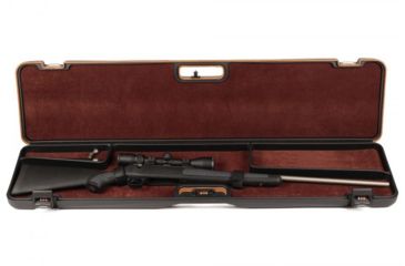 Image of Negrini Compact Scoped Bolt Action Rifle Case, Black/Cognac Leather/Brown, L 45.5in x W 10.875in x D 3.25in 1619LUNGA/5517