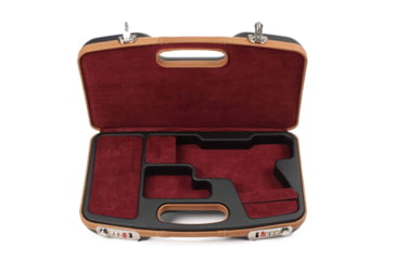 Image of Negrini Deluxe Modern Handgun Case, Black/Cognac Leather Trim/Bordeaux, 2028SLX/5512