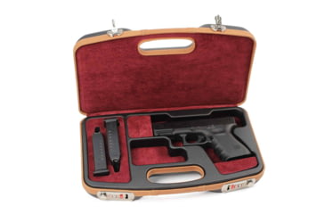 Image of Negrini Deluxe Modern Handgun Case, Black/Cognac Leather Trim/Bordeaux, 2028SLX/5512