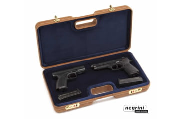 Image of Negrini Luxury Handgun Case - 2 Gun, Nespola Leather Cover/Navy Interior, 2027PL-TAC/4845