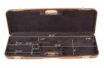 Image of Negrini O/U Deluxe High Rib Trap/Sporting Combo Shotgun Case, Navy/Tobacco Leather/Grey Interior, 1653LX/5005