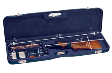Image of Negrini OU Deluxe High Rib Trap/Sporting Shotgun Case, Navy/Tobacco Leather/Navy Interior, 1657LX/5164
