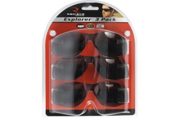 Image of Radians Explorer Shooting Glasses, Black Frame, Smoke Lens - 3 Pack - EX3120CS 