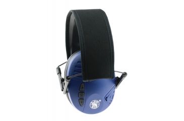 Image of Radians S&amp;W Electronic Earmuffs Blue Earcups With Adjustable Black Headband