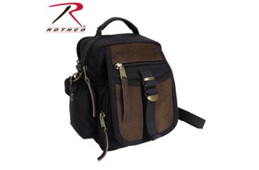 Image of Rothco Canvas &amp; Leather Travel Shoulder Bag, Black, 2836-Black