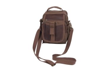 Image of Rothco Canvas &amp; Leather Travel Shoulder Bag, Brown, 2815-Brown