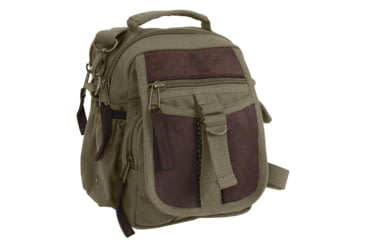 Image of Rothco Canvas &amp; Leather Travel Shoulder Bag, Brown, 2815-Brown
