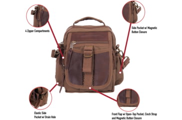 Image of Rothco Canvas &amp; Leather Travel Shoulder Bag, Coyote Brown, 28361-CoyoteBrown