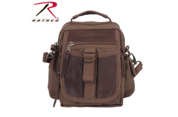 Image of Rothco Canvas &amp; Leather Travel Shoulder Bag, Brown, 2815-Brown