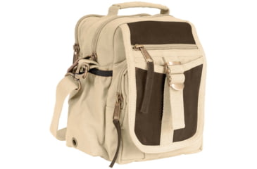 Image of Rothco Canvas &amp; Leather Travel Shoulder Bag, Khaki, 28360-Khaki