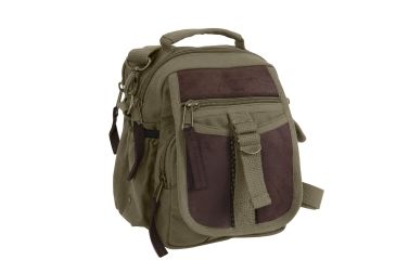 Image of Rothco Canvas &amp; Leather Travel Shoulder Bag, Olive Drab, 2835-OliveDrab