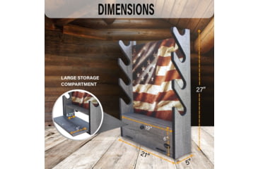 Image of Rush Creek Creations 4 Gun Wall Rack w/Storage, Barn Wood/Americana Flag, 38-4047