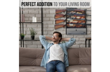 Image of Rush Creek Creations 4 Gun Wall Rack w/Storage, Barn Wood/Americana Flag, 38-4047