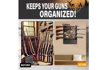 Image of Rush Creek Creations 4 Gun Wall Rack w/Storage, Black, 38-8084
