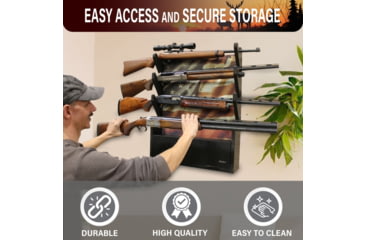 Image of Rush Creek Creations 4 Gun Wall Rack w/Storage, Black, 38-8084