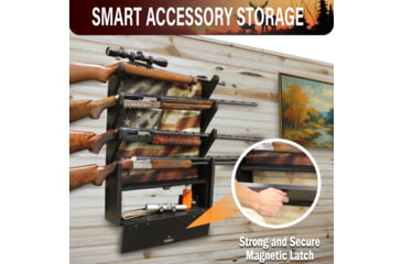 Image of Rush Creek Creations 4 Gun Wall Rack w/Storage, Black, 38-8084