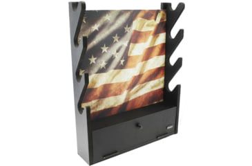 Image of Rush Creek Creations 4 Gun Wall Rack w/Storage, Black, 38-8084