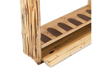 Image of Rush Creek Creations Rustic Wood 6 Gun Storage Rack w/Accessory Compartment, Natural Pine Skip Peel, 37-0037