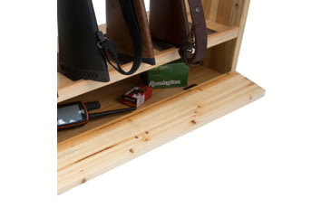 Image of Rush Creek Creations Rustic Wood 6 Gun Storage Rack w/Accessory Compartment, Natural Pine Skip Peel, 37-0037