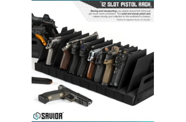 Image of Savior Equipment 12-Slot Pistol Rack, Black, RK-HAND-XTWELVE-BK