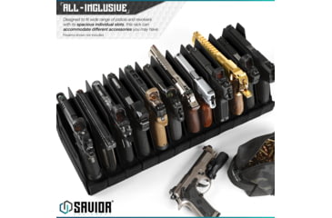 Image of Savior Equipment 12-Slot Pistol Rack, Black, RK-HAND-XTWELVE-BK