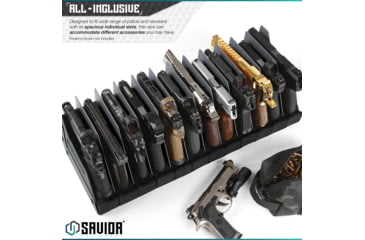 Image of Savior Equipment 12-Slot Pistol Rack, Gray, RK-HAND-XTWELVE-GS