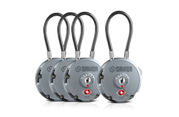 Image of Savior Equipment 3 Digit Cable Lock, 4 Pack, Gray, Small, LK-ROUND-GS-FOURPK