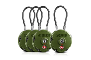 Image of Savior Equipment 3 Digit Cable Lock, 4 Pack, OD Green, Small, LK-ROUND-OG-FOURPK