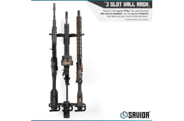Image of Savior Equipment 3-Slot Adjustable Wall Rack, Black, RK-WALL-ADX3-BK